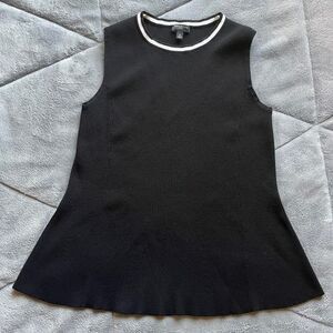 Talbots black ribbed sweater peplum tank top size petite small